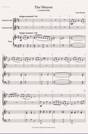 “The Weaver” – A Modern Reel for Clarinet Duet and Piano