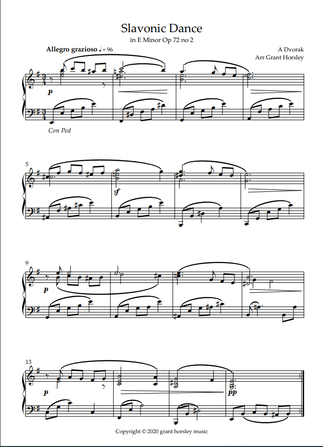 Slavonic dance in E minor op 72 no 2- Dvorak- Piano solo