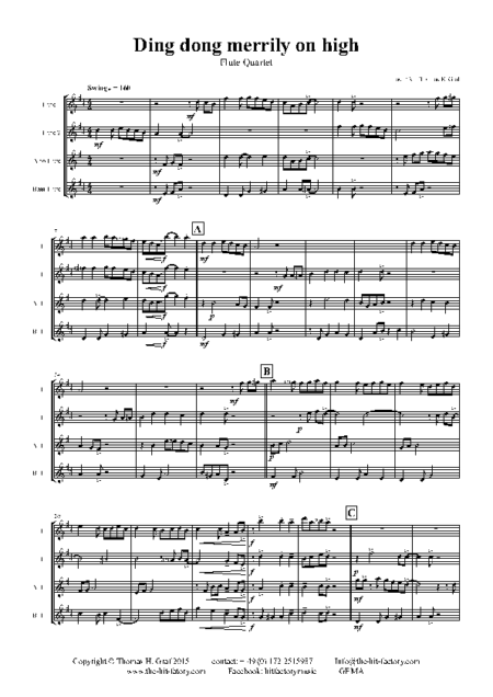 ding dong merrily on high flute quartet Seite 01