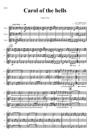 Carol of the Bells – Pentatonix style – Violin Trio