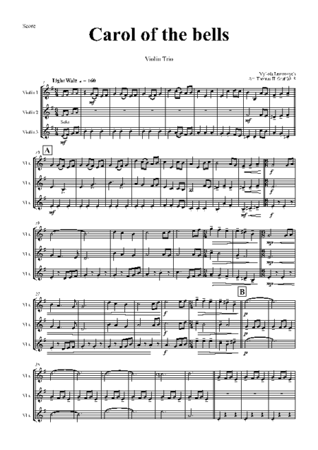 carol of the bells violin trio Seite 01