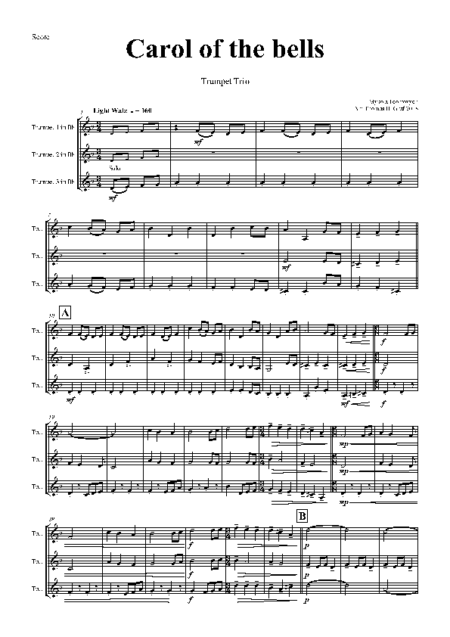 carol of the bells trumpet trio Seite 01