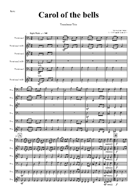 carol of the bells trombone trio Seite 01