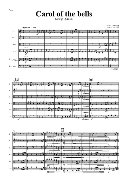 carol of the bells string quintet Seite 01