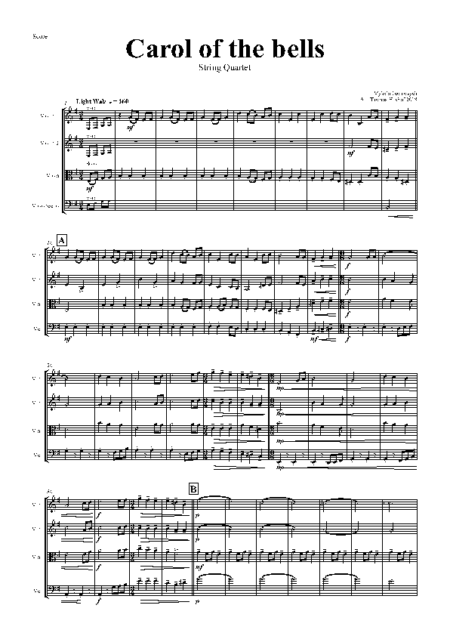 carol of the bells string quartet Seite 01