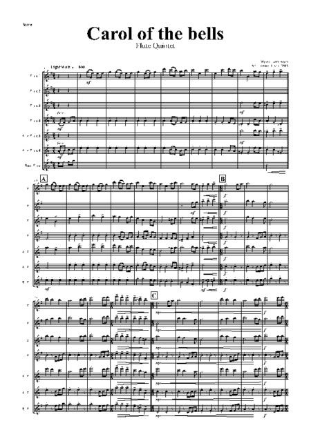 carol of the bells flute quintet Seite 01
