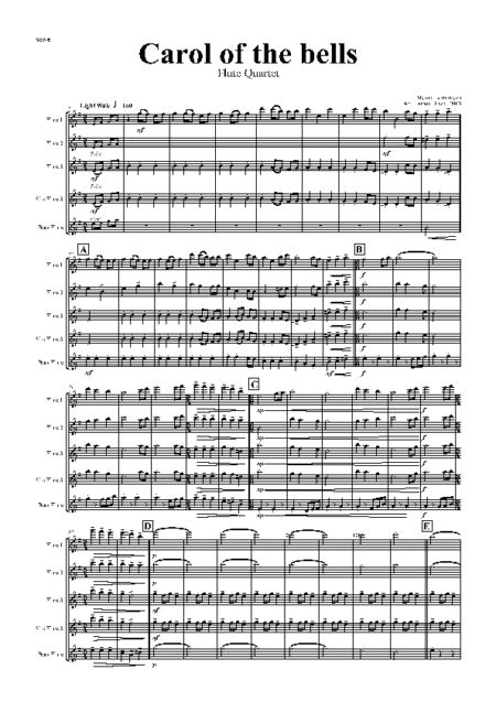 carol of the bells flute quartet Seite 01
