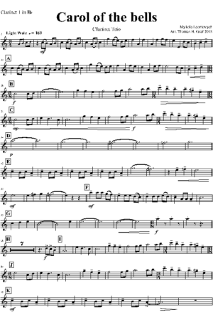 Carol of the Bells – Pentatonix style – Clarinet Trio