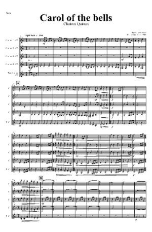 Carol of the Bells – Pentatonix style – Clarinet Quintet