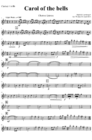 Carol of the Bells – Pentatonix style – Clarinet Quintet