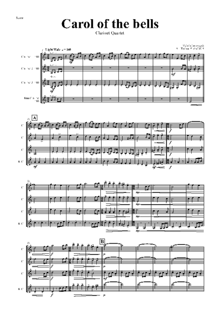 carol of the bells clarinet quartet Seite 01