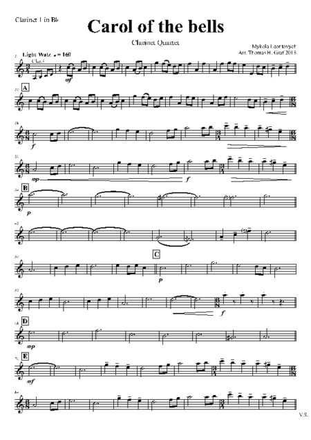 carol of the bells clarinet quartet Seite 05