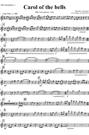 Carol of the Bells – Pentatonix style – Alto Saxophone Trio