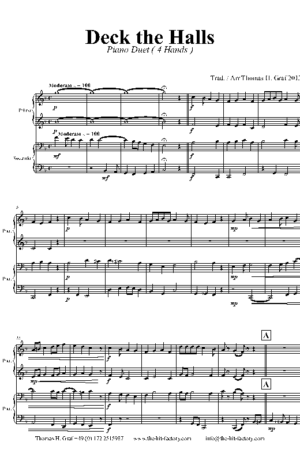 Deck the halls – Christmas Carol Polyphonic – Piano Duet (4 Hands)