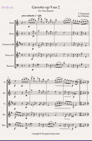 “Gavotte” op 9 no 2- C. Chaminade for Wind Quintet