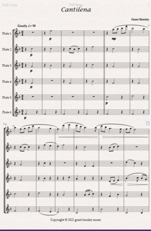 “Cantilena” A Modern Lullaby For Flute Choir (6 C Flutes)