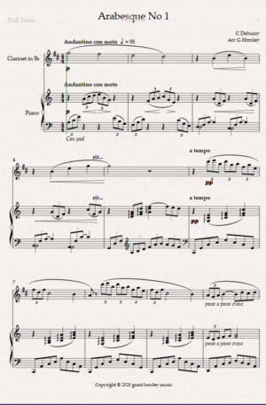Arabesque No 1 Debussy- Clarinet and Piano