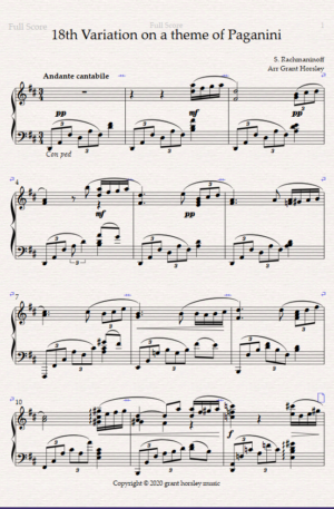 Rhapsody on theme of Paganini” (18th variation) Piano Solo-Simplified