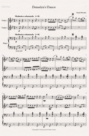 “Demelza’s Dance” For Violin Duet and Piano