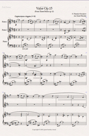 “Valse Op.15” Rimsky- Korsakov- for Flute Duet and Piano