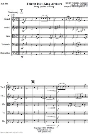 Fairest Isle (King Arthur) – String Quartet or Group