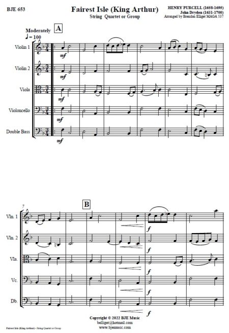 653 FC Fairest Isle String Quartet or Group BJE Music 2022 Sample Page 01