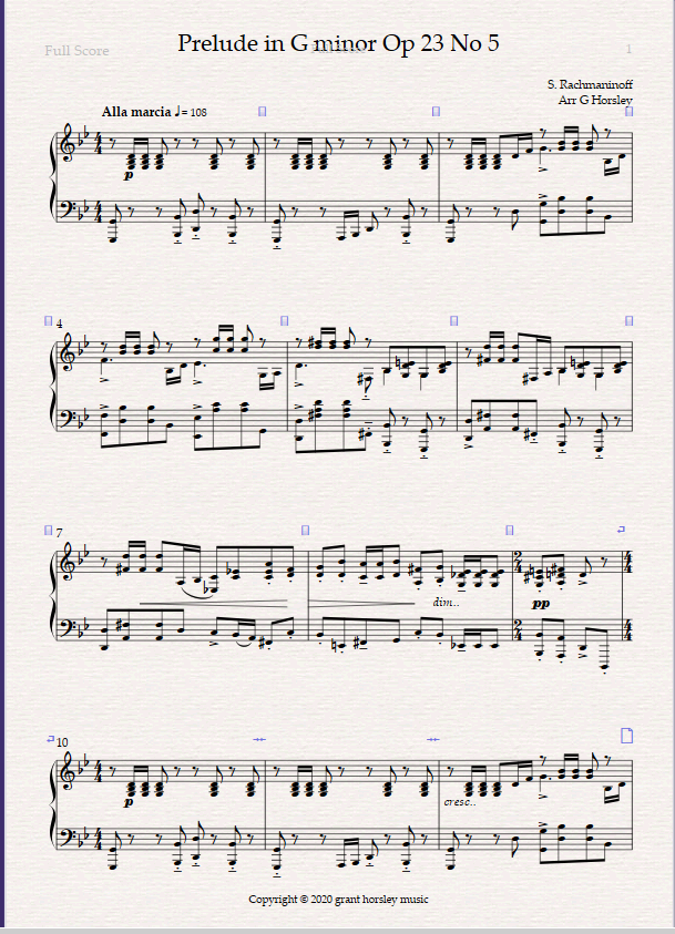 “Prelude in G minor” op 23 no 5-Rachmaninoff- Piano solo-simplified version