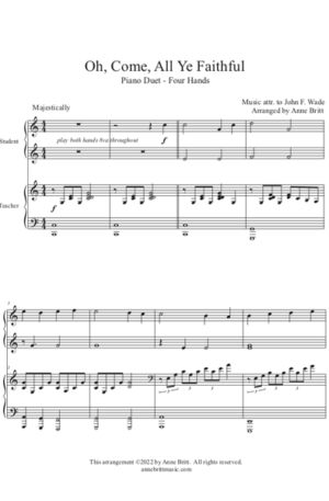 Oh, Come, All Ye Faithful – Late Elementary Student/Teacher Piano Duet