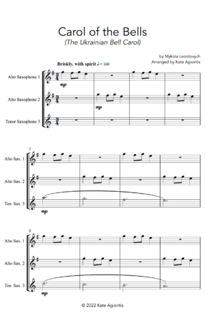 Carol of the Bells (Ukrainian Bell Carol) – Saxophone Trio