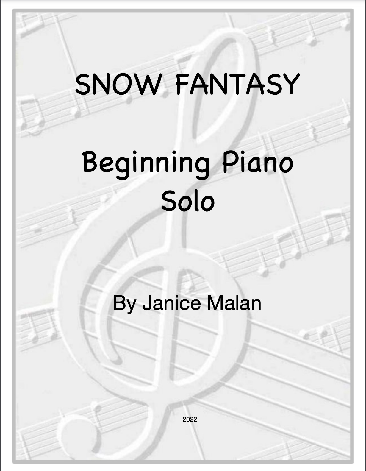 Snow Fantasy – Beginning Piano Solo