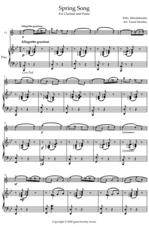 “Spring Song” Mendelssohn- Clarinet and Piano