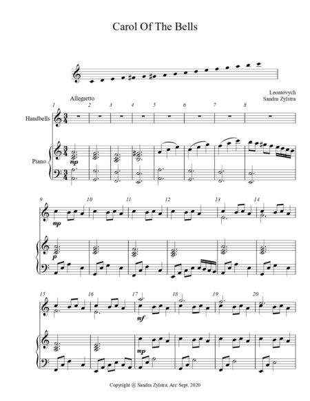 Carol of the Bells 2 octave handbells piano accompaniment Full Score page 00011