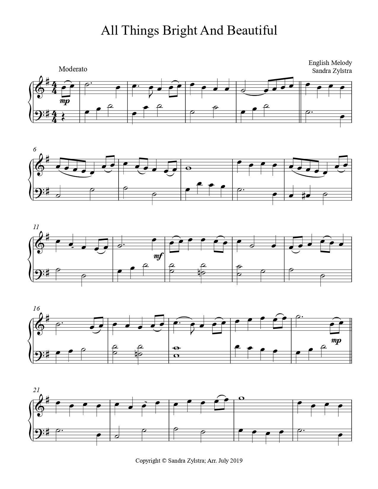 All Things Bright And Beautiful -Early Intermediate Piano Solo All Things Bright And Beautiful -Early Intermediate Piano Solo - Image 2