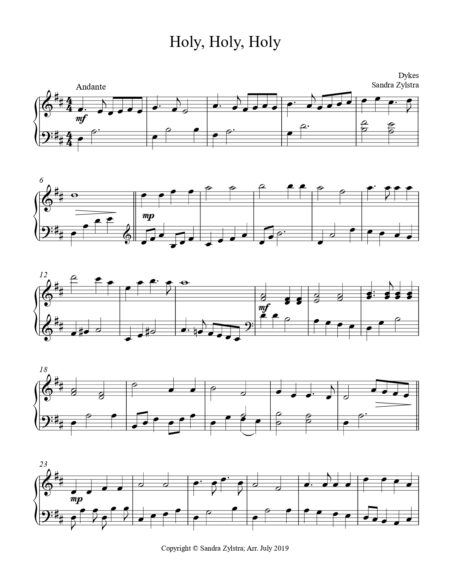 Holy Holy Holy early intermediate piano cover page 00021