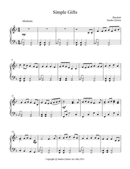 Simple Gifts early intermediate piano cover page 00021