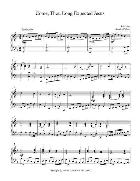 Come Thou Long Expected Jesus intermediate piano cover page 00021