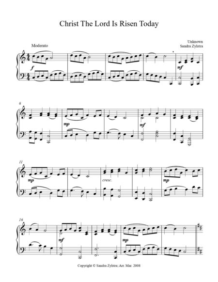 Christ The Lord Is Risen Today intermediate piano cover page 00021
