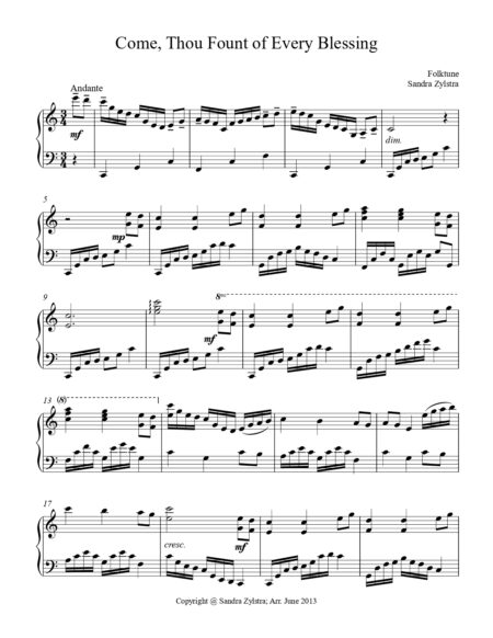 Come Thou Fount Of Every Blessing late intermediate piano cover page 00021