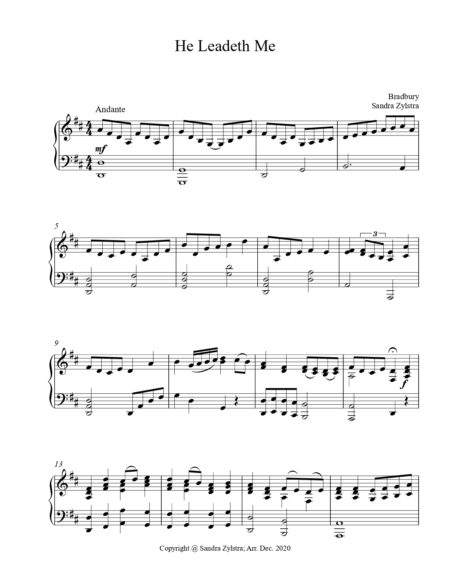 He Leadeth Me late intermediate piano solo page 00021