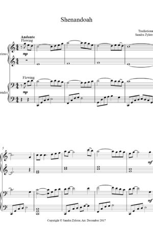 Shenandoah -Intermediate Piano Duet