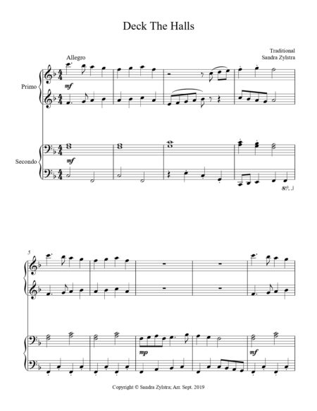 Deck The Halls intermediate piano duet page 00021