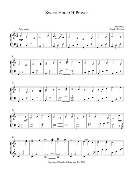 Sweet Hour Of Prayer early intermediate piano cover page 00021