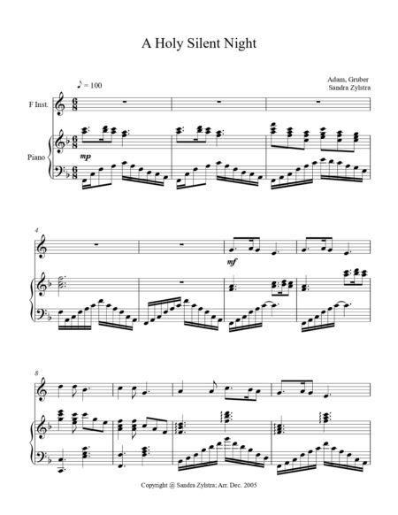 A Holy Silent Night F instrument solo part cover page 00021