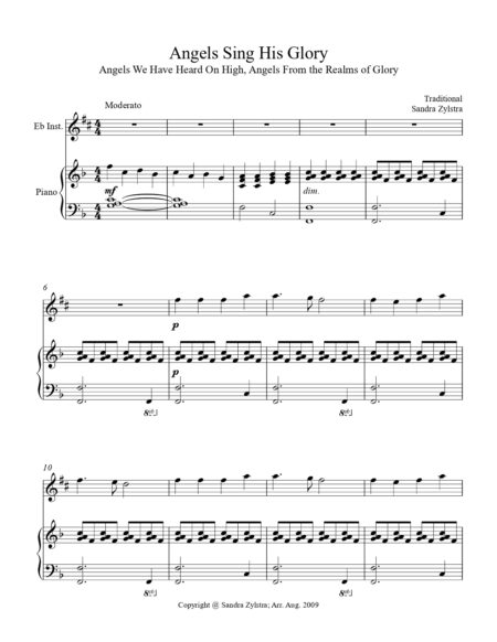 Angels Sing His Glory Eb instrument solo part cover page 00021