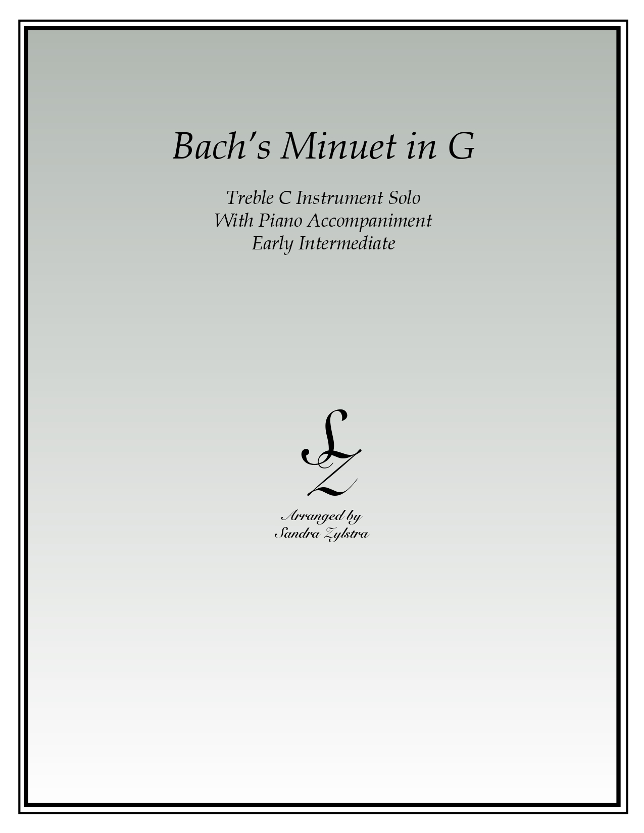 Bachs Minuet In G treble C instrument part cover page 00011