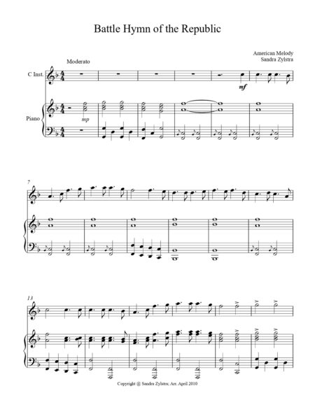 Battle Hymn Of The Republic treble C instrument solo part cover page 00021