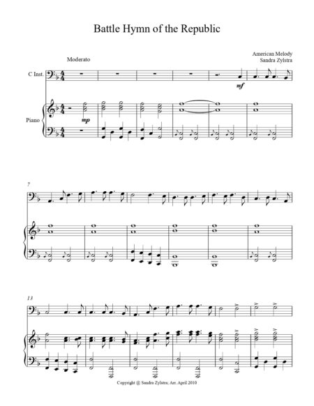 Battle Hymn Of The Republic bass C instrument solo part cover page 00021