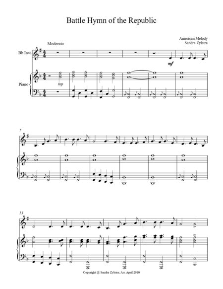 Battle Hymn Of The Republic Bb instrument solo part cover page 00021