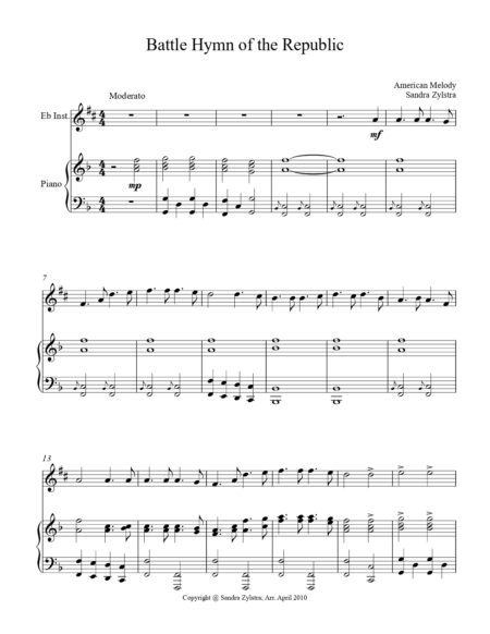 Battle Hymn Of The Republic Eb instrument solo part cover page 00021