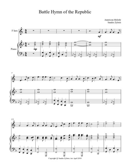 Battle Hymn Of The Republic F instrument solo part cover page 00021